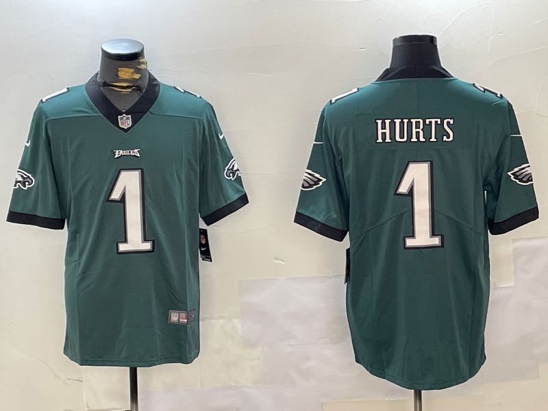 Men Philadelphia Eagles #1 Hurts Green Second generation 2024 Nike Limited NFL Jersey style 1